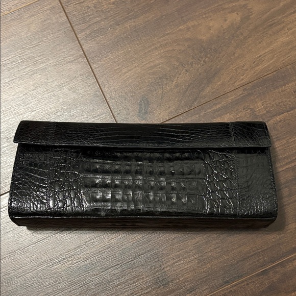 Nancy Gonzalez Black Crocodile Embossed Clutch - Picture 2 of 13